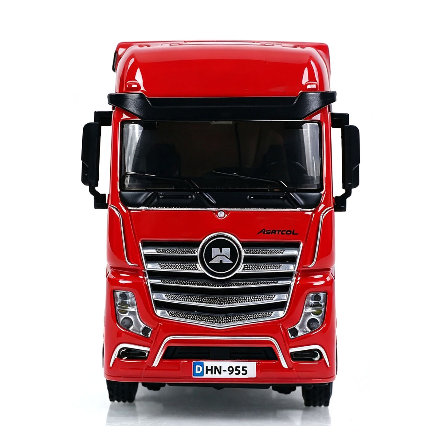 IN Stock Pre-order RTR HUINA 1/64 Remote Control Tractor Truck 9900 W/ 3Axle Plastic Semi Flatbed Trailer Lights Sound Effect Manual Support Legs