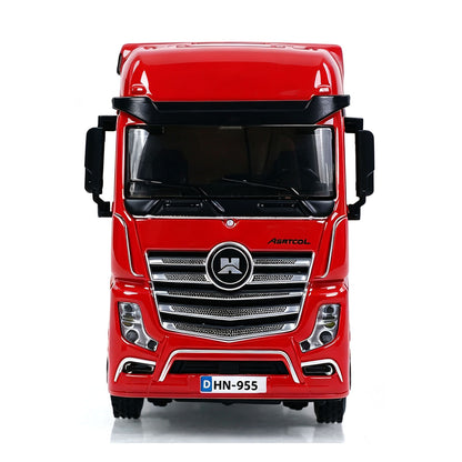 IN Stock Pre-order RTR HUINA 1/64 Remote Control Tractor Truck 9900 W/ 3Axle Plastic Semi Flatbed Trailer Lights Sound Effect Manual Support Legs