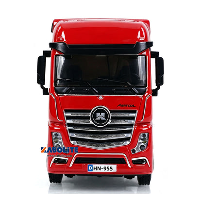 IN Stock HUINA 9900 1/64 6X4 Remote Control Tractor Truck with 3Axle Plastic Semi Flatbed Trailer Lights Sound Effect Manual Support Legs