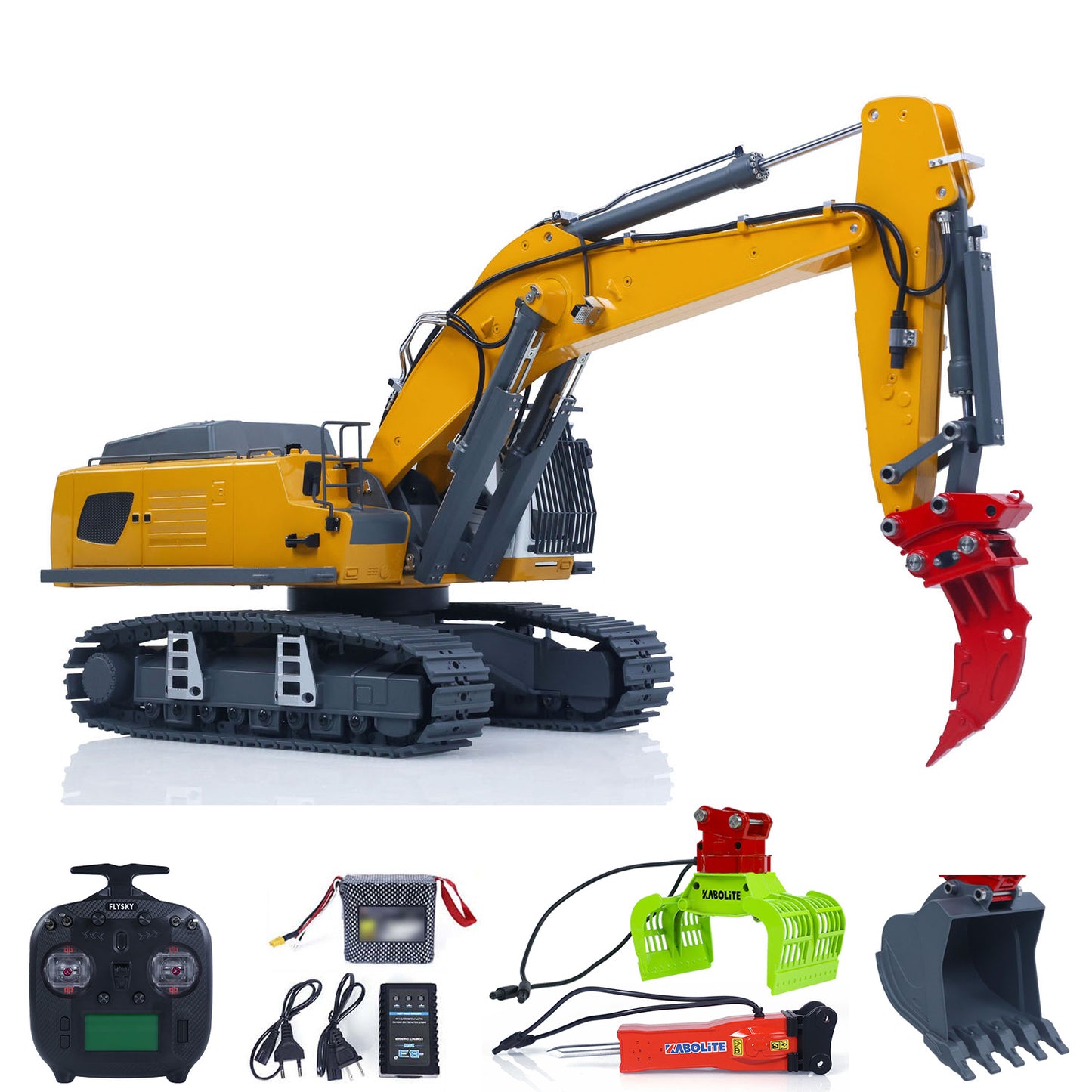 US Stock KABOLITE K962 100S 1/18 Remote Control Hydraulic Excavator RC Digger FlySky ST8 Remote Controller Electric Claw Ripper Hammer