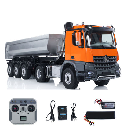 Kabolite K5801 1/14 Scale 4X4 RC Tractor Truck 3Axles AWD W/ Electric Lifting Hopper Dump Trailer Tipper Battery