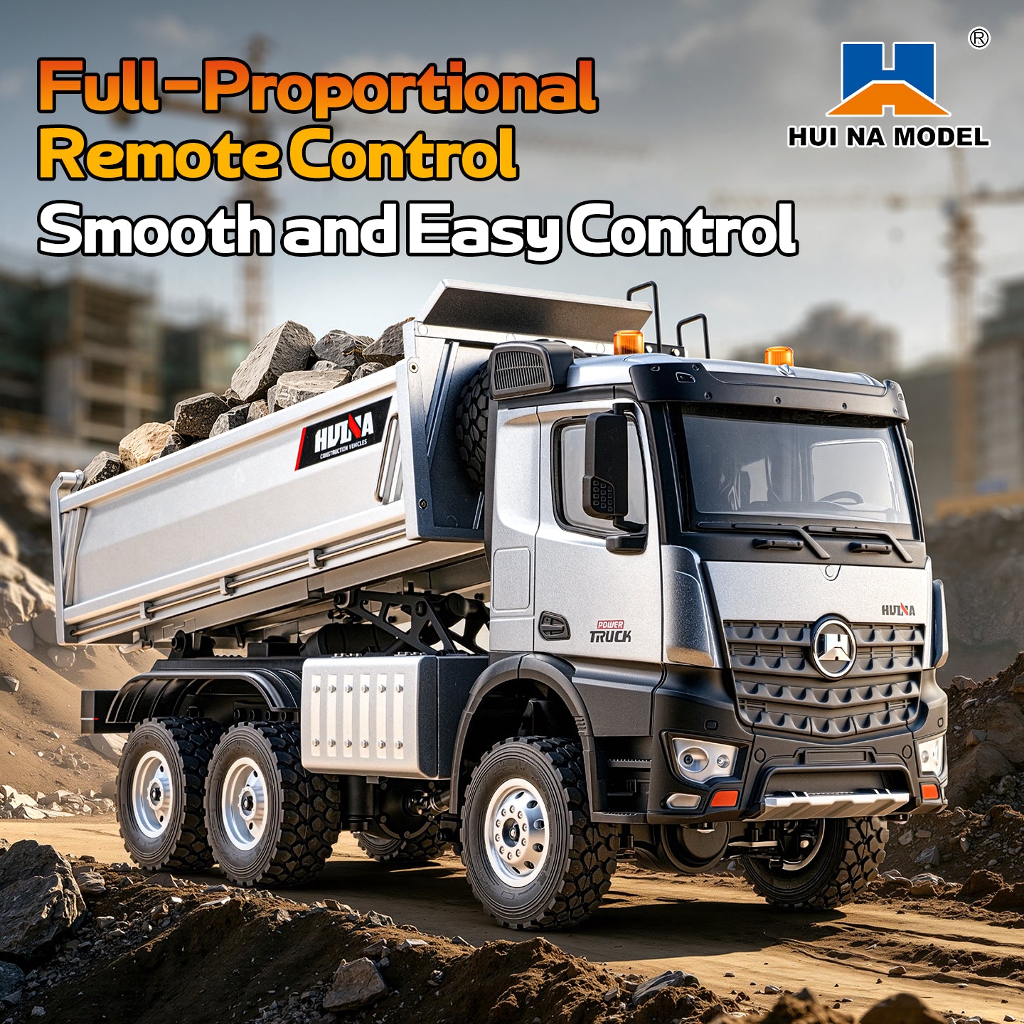 Pre-order HUINA 1598PRO 1/14 Metal Remote Control Dump Truck 6X6 Engineering Vehicle Electric RC Tipper Model Light Sound System Battery