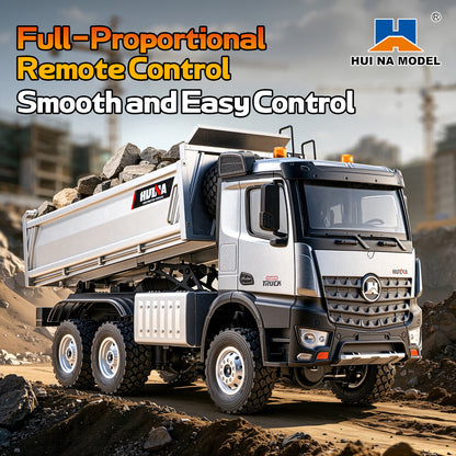 Pre-order HUINA 1598PRO 1/14 Metal Remote Control Dump Truck 6X6 Engineering Vehicle Electric RC Tipper Model Light Sound System Battery