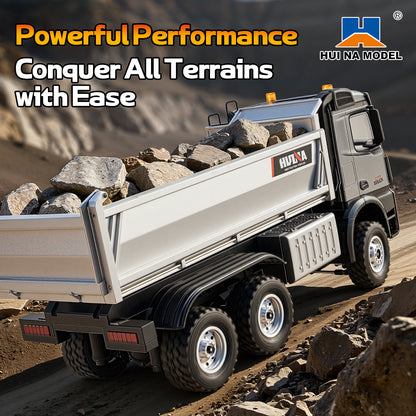 Pre-order HUINA 1598PRO 1/14 Metal Remote Control Dump Truck 6X6 Engineering Vehicle Electric RC Tipper Model Light Sound System Battery