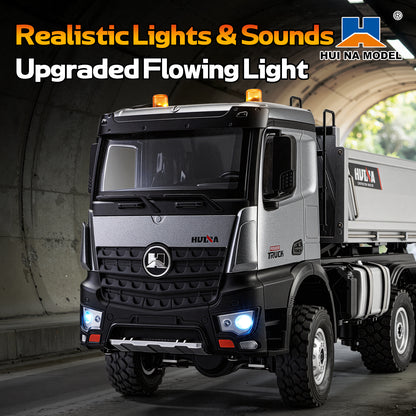 Pre-order HUINA 1598PRO 1/14 Metal Remote Control Dump Truck 6X6 Engineering Vehicle Electric RC Tipper Model Light Sound System Battery