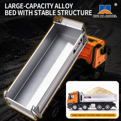 Pre-order HUINA 1/14 Metal Remote Control Dump Truck 1536-1 8X8 Electric Lifting RC Tipper Finished Model RTR Light Sound Effects Battery