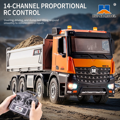 Pre-order HUINA 1/14 Metal Remote Control Dump Truck 1536-1 8X8 Electric Lifting RC Tipper Finished Model RTR Light Sound Effects Battery