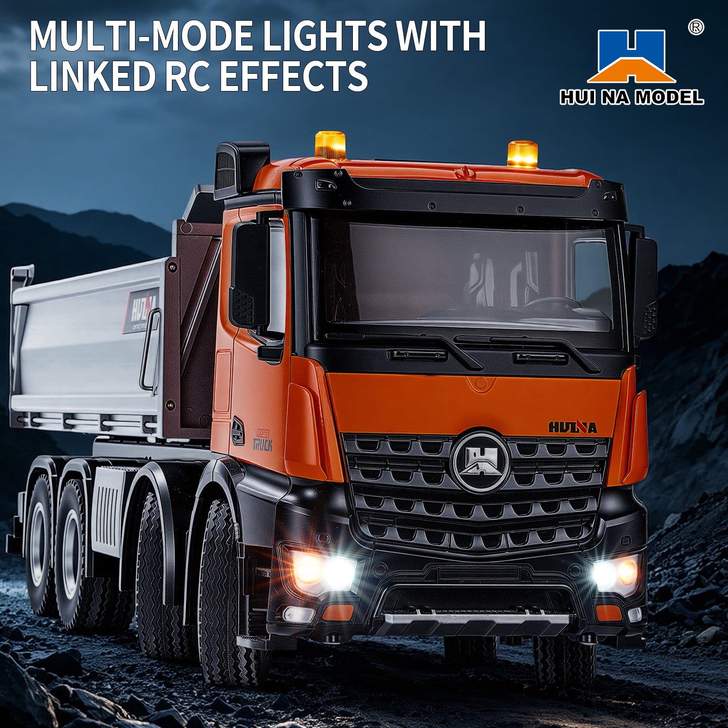 Pre-order HUINA 1/14 Metal Remote Control Dump Truck 1536-1 8X8 Electric Lifting RC Tipper Finished Model RTR Light Sound Effects Battery