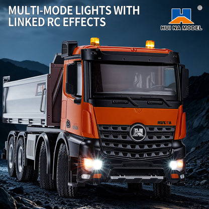Pre-order HUINA 1/14 Metal Remote Control Dump Truck 1536-1 8X8 Electric Lifting RC Tipper Finished Model RTR Light Sound Effects Battery