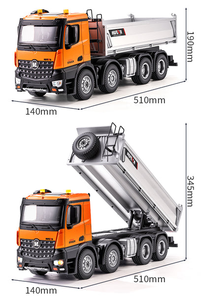 Pre-order HUINA 1/14 Metal Remote Control Dump Truck 1536-1 8X8 Electric Lifting RC Tipper Finished Model RTR Light Sound Effects Battery