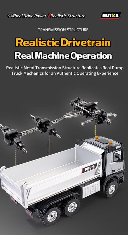 Pre-order HUINA 1598PRO 1/14 Metal Remote Control Dump Truck 6X6 Engineering Vehicle Electric RC Tipper Model Light Sound System Battery