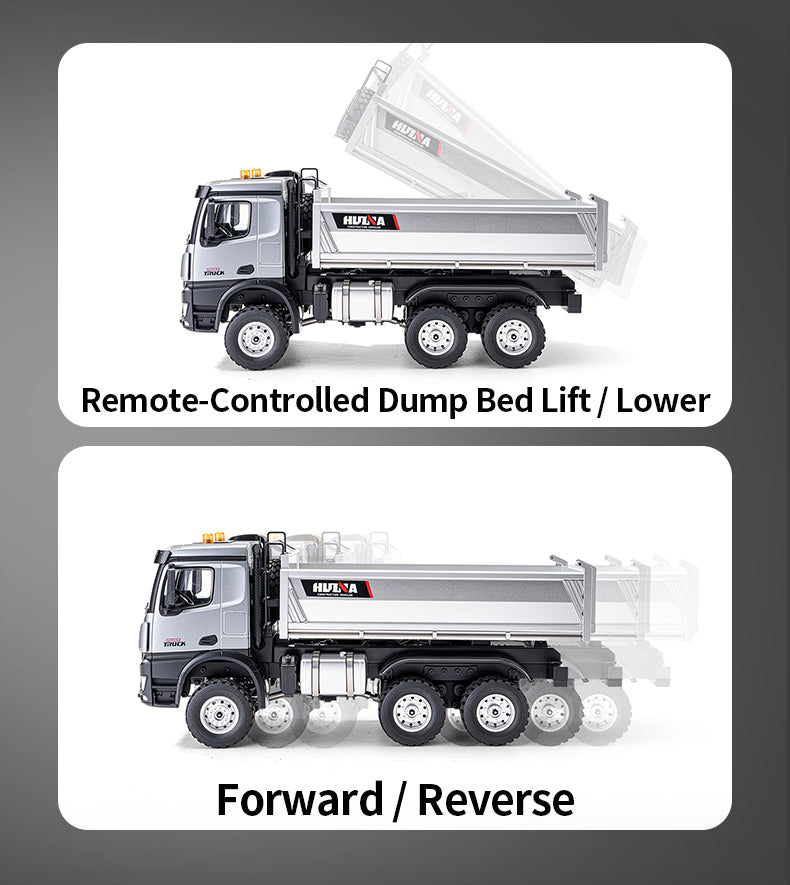 Pre-order HUINA 1598PRO 1/14 Metal Remote Control Dump Truck 6X6 Engineering Vehicle Electric RC Tipper Model Light Sound System Battery
