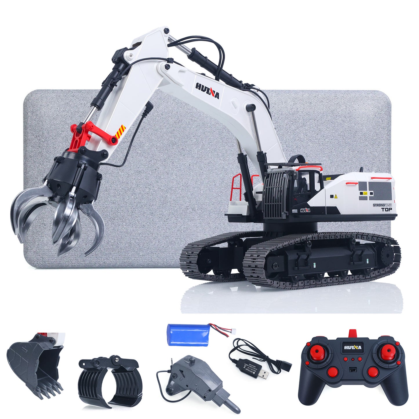 HUINA 1/14 1594 Metal RC Excavator Model Bucket Drill Ball Wooden Claw Light Sound Battery&nbsp;Remote Control Vehicle