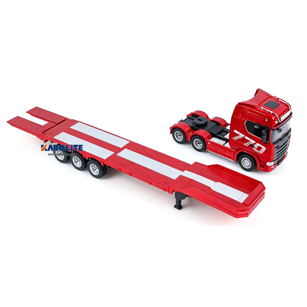 US Stock HUINA 1302A 1/24 Remote Control RTR Tractor Truck 770S W/ Light Sound System Manual Support Legs Tail Board 3Axle Semi Flatbed Trailer