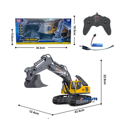 IN Stock HUINA 13550 1/18 11CH 2.4G RC Excavator with 350 Degrees Rotation Light Sound for Remote Control Digger Enthusiast