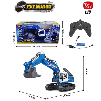 HUINA 1/18 RC Toys 13550 Remote Control Excavator 11CH 350 Degrees Rotation RC Digger 2.4G Radio Battery Light Sound USB for Child
