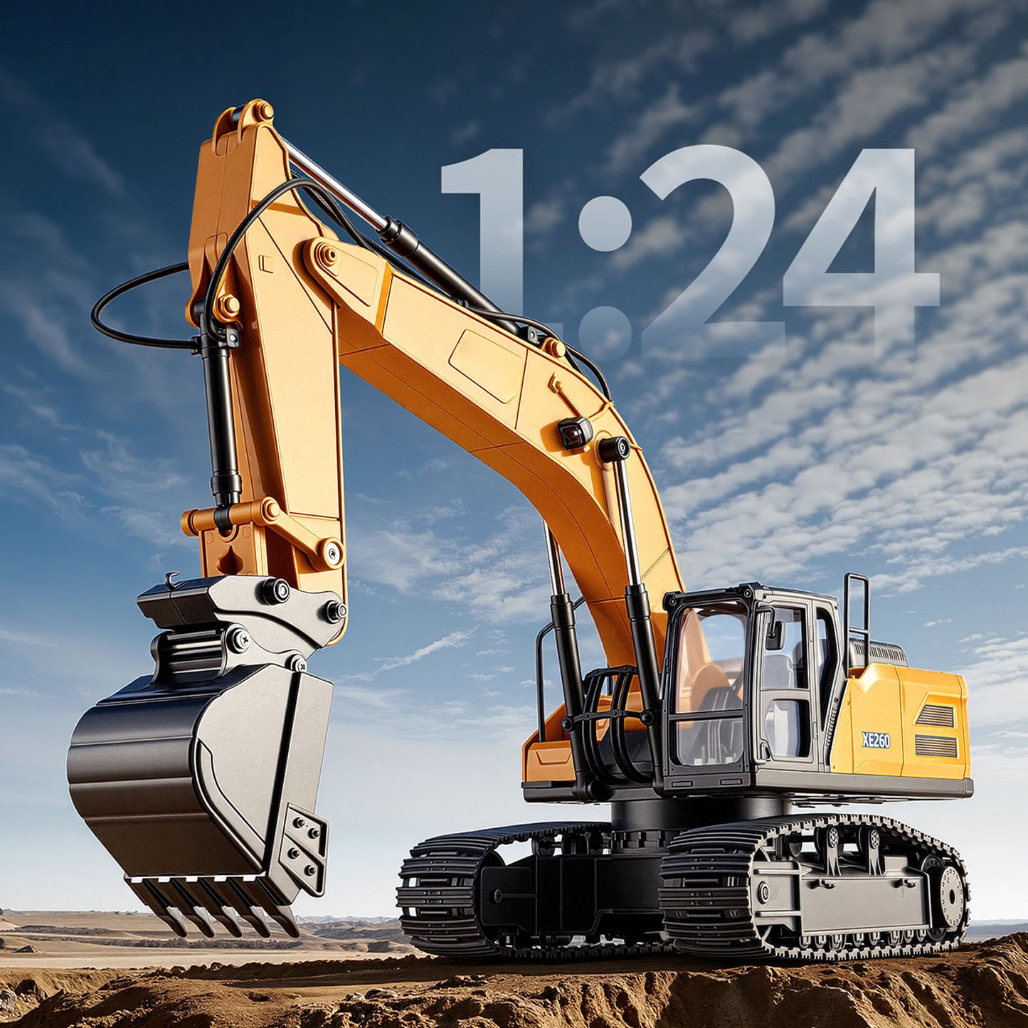Pre-order HUINA 1/24 Electric RC Excavator XC1523 Remote Control Digger RTR 360 Degree Rotation Finished Model Metal Bucket Light Sound