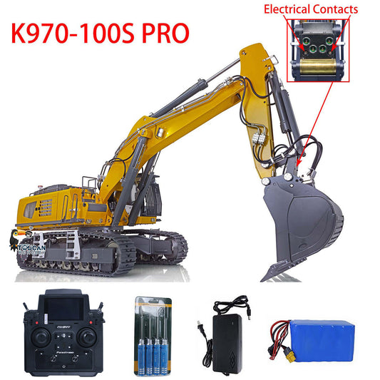 Kabolite 1/14 Remote Control Hydraulic Excavator K970 100S Pro RC Digger Hobby Model ESC Servo Motor DIY Upgraded RTR Version