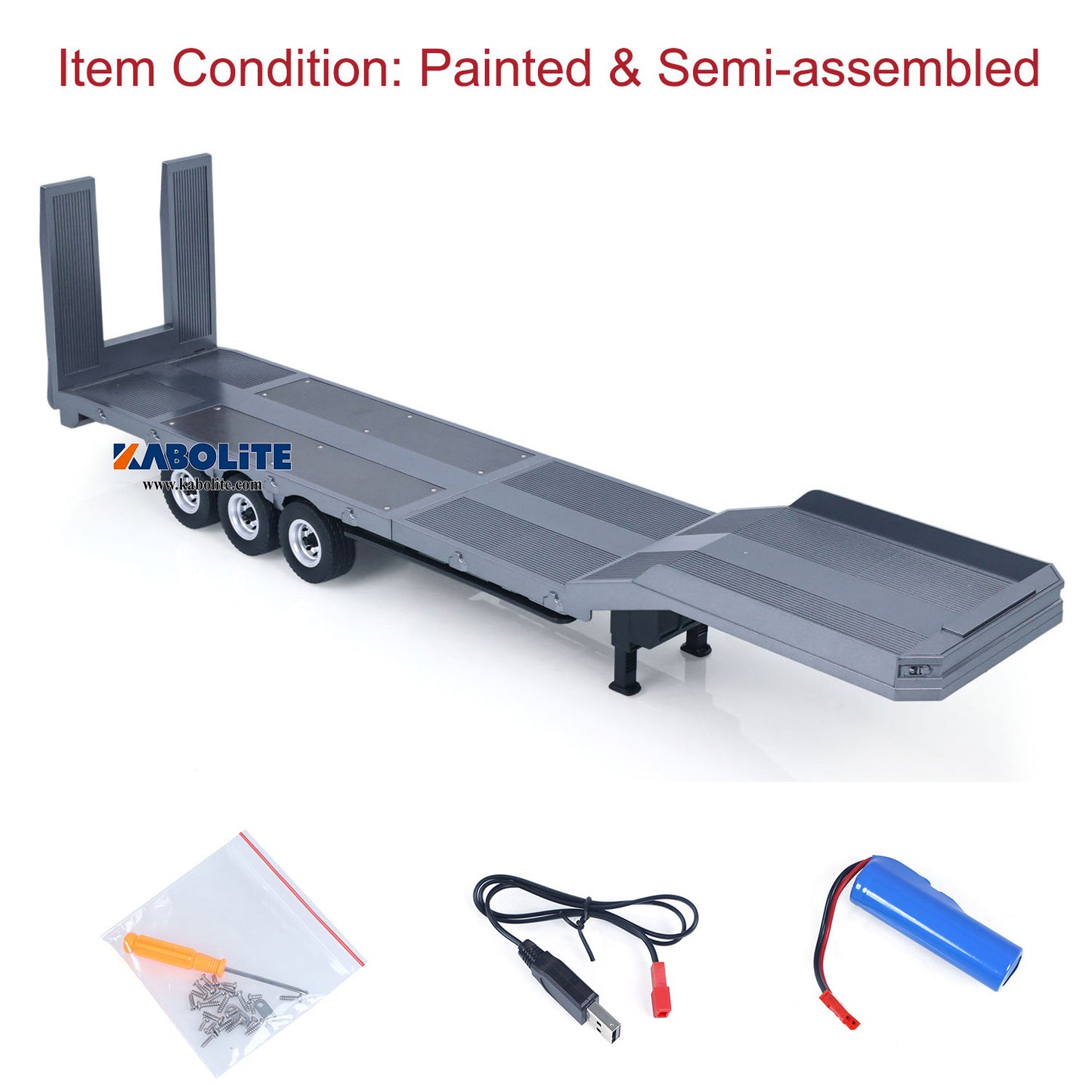 IN Stock HUINA 1502 1/18 3 Axles Plastic Semi Trailer Flatbed with Electric Tailboard Lifting Legs for RC Tractor Truck 1501 Lorry Model