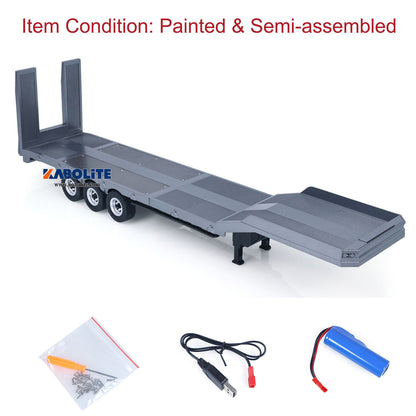 IN Stock HUINA 1502 1/18 3 Axles Plastic Semi Trailer Flatbed with Electric Tailboard Lifting Legs for RC Tractor Truck 1501 Lorry Model