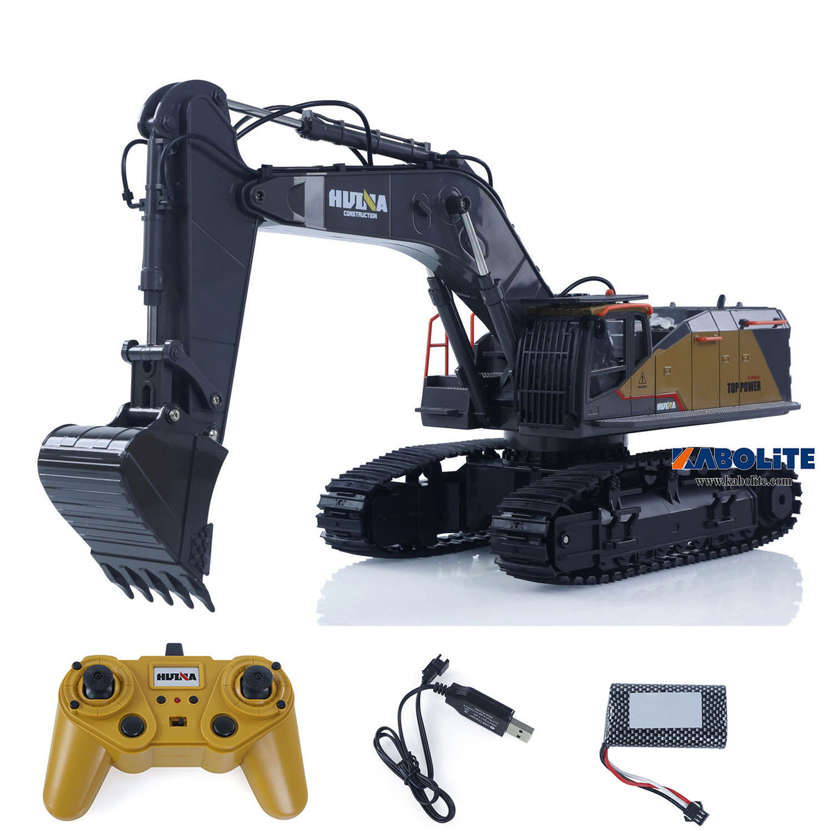 US STOCK HUINA 1/14 592 RC Tracked Excavator Car Model Gift 2.4G Radio Light Sound Remote Control Construction Vehicle