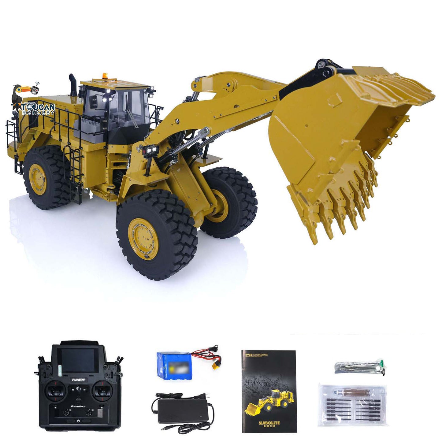 2Speed Kabolite 1/14 K988 PRO Hydraulic RC Loader Metal Heavy Vehicle PL18 Lite 6CH Valve Axle Lock Battery Light Sound Radio Control Truck Model