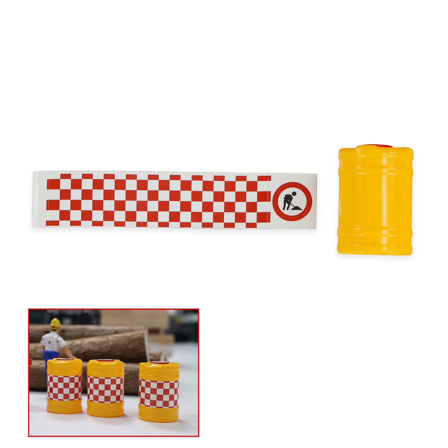 Kabolite Plastic Decorative Traffic Sign Guardrail Barrier Traffic Cones Crash Bucket Spare Parts for 1/14 RC Construction Vehicles Model