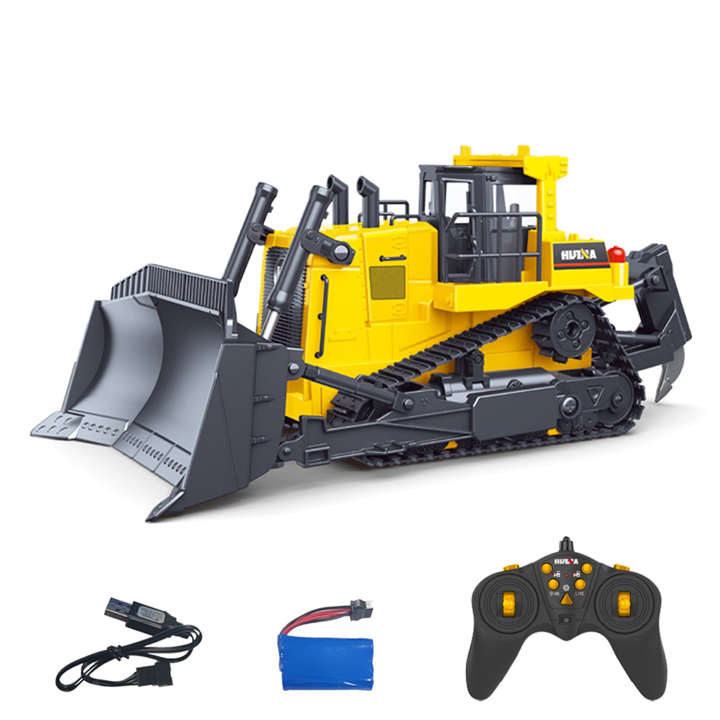 HUINA 1/16 Electric Remote Control Bulldozer 1554 RC Dozer Finished Model Metal Ripper Light Effect Battery Ready to Run