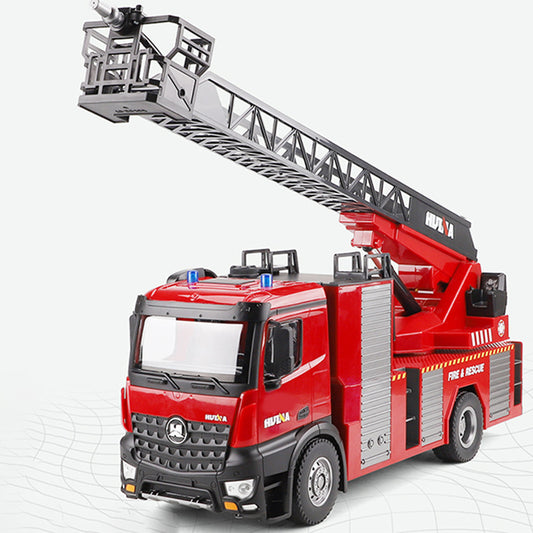 US Stock HUINA Toy 1/14 561 2.4G Sprayable Scaling Ladder Fire Truck Tractor RC Model Car