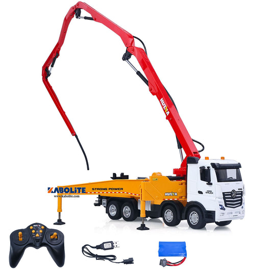 US Stock HUINA 1381 1/18 Remote Control Concrete Pump Truck Engineering Vehicle Finished Model RTR Manual Support Leg Light Sound Effects