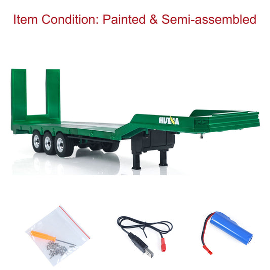 Fast Free Shipping for EU HUINA 1/18 Plastic 3 Axles Flatbed Semi Trailer 1502 for RC Tractor Truck 1501 Electric Support Legs 3.7V Li-Po Battery