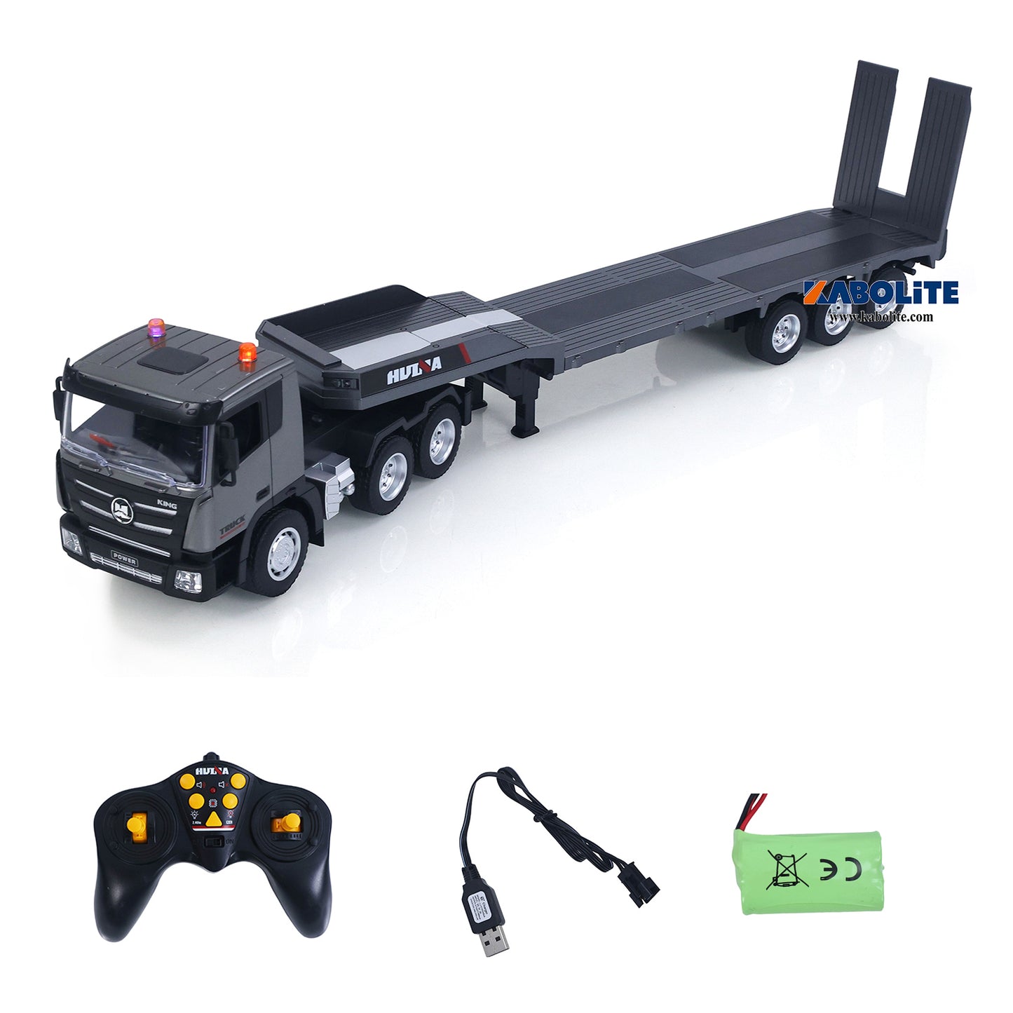 IN Stock HUINA 1318 1/18 Plastic RC Tractor Truck Flatbed Trailer Model with 9CH 2.4G Radio Controller Gift for Construction Hobbyists