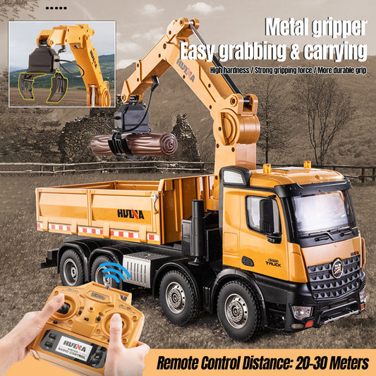 Limited-Time Sale US Stock HUINA 1538 1/14 RC Timber Grab Dumper Truck with Light Sound 26CH 2.4G Radio Controller for gift