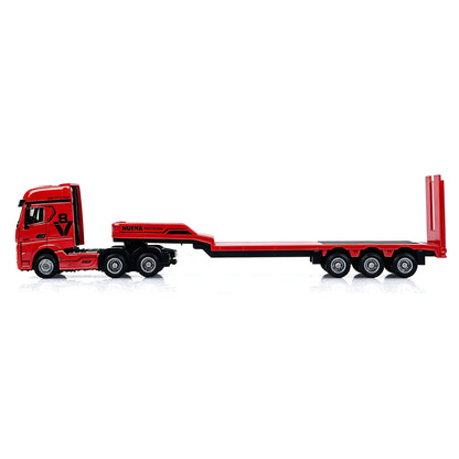 IN Stock Pre-order RTR HUINA 1/64 Remote Control Tractor Truck 9900 W/ 3Axle Plastic Semi Flatbed Trailer Lights Sound Effect Manual Support Legs