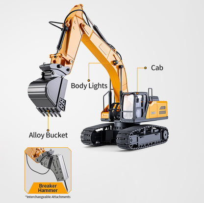 Pre-order HUINA 1/24 Electric RC Excavator XC1523 Remote Control Digger RTR 360 Degree Rotation Finished Model Metal Bucket Light Sound