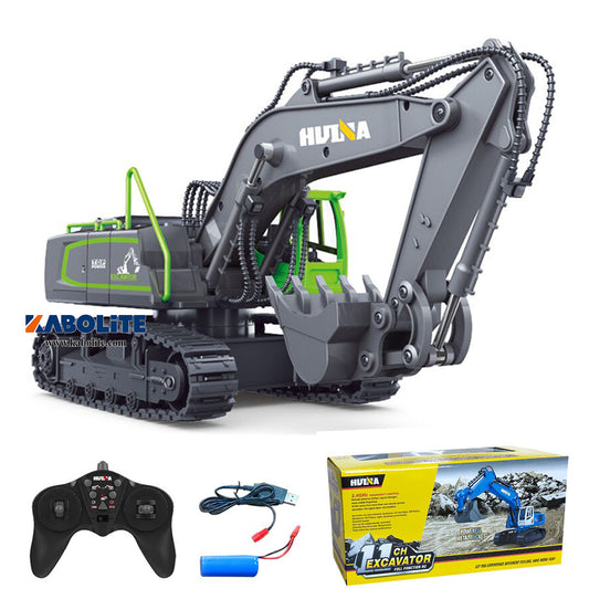 HUINA 1558 1/18 Plastic RC Excavator Model with Lights 2.4G Radio Controller for Construction Vehicle Hobbyists Outdoor Fun