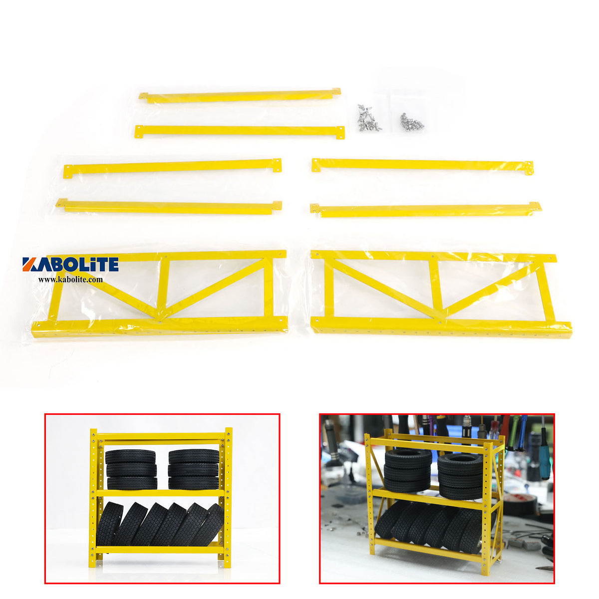 Kabolite Metal Tire Rack Decorative Part for 1/14 RC Tractor Truck 1/10 1/12 Remote Control Construction Vehicles Model