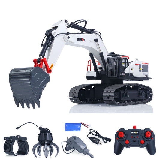 Fast Free Shipping for EU HUINA 1/14 Metal 1594 RC Excavator Digger Model Bucket Drill Ball Wooden Claw Radio System Light Sound Battery Charger