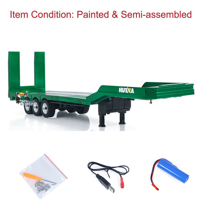 3 Axles Plastic Semi Trailer Flatbed 1502 for 1/18 Remote Control Tractor Truck HUINA 1501 RC Lorry Car Model Upgrade Parts