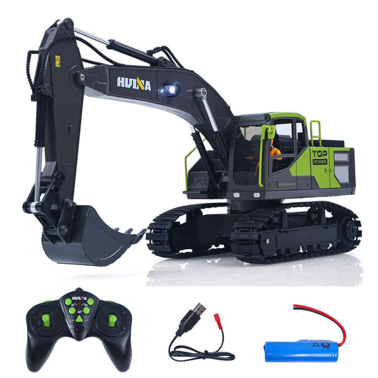 RTR HUINA 1/18 Electric RC Excavator 1661 Remote Control Digger Finished Model Battery Light Effects Metal Bucket No Sound