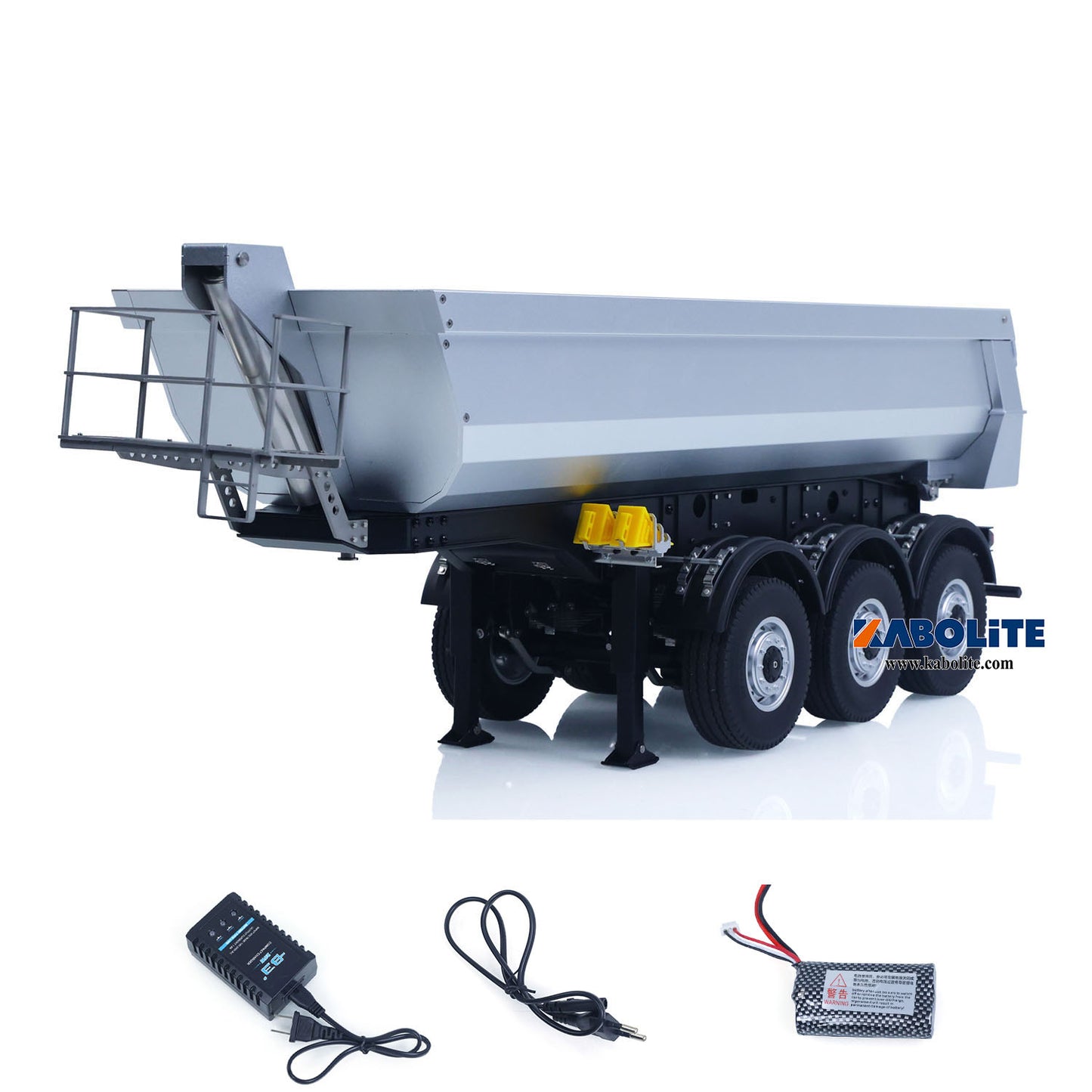 US Stock KABOLITE 1/14 Metal RC Semi Trailer Dumper Electric Lifting for 770S-100 5801 Tractor Truck Light Support Leg Charger Battery ESC