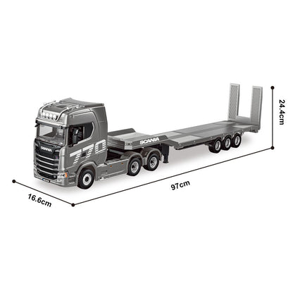 770S 1/18 Remote Control Tractor Truck 770S Electric Support Legs Tail Board 3Axle Plastic Semi Flatbed Trailer RTR Light System