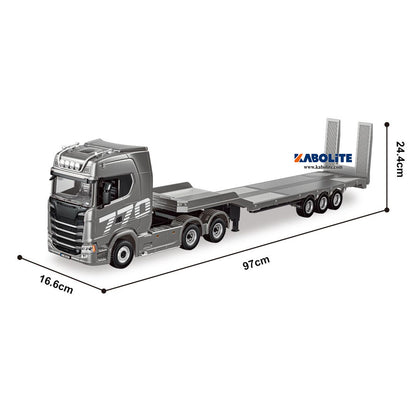 IN Stock HUINA 770S 1/18 6x4 RC Tractor Truck 1501A with 3Axle Plastic Semi Flatbed Trailer Electric Support Legs Tail Board Light System