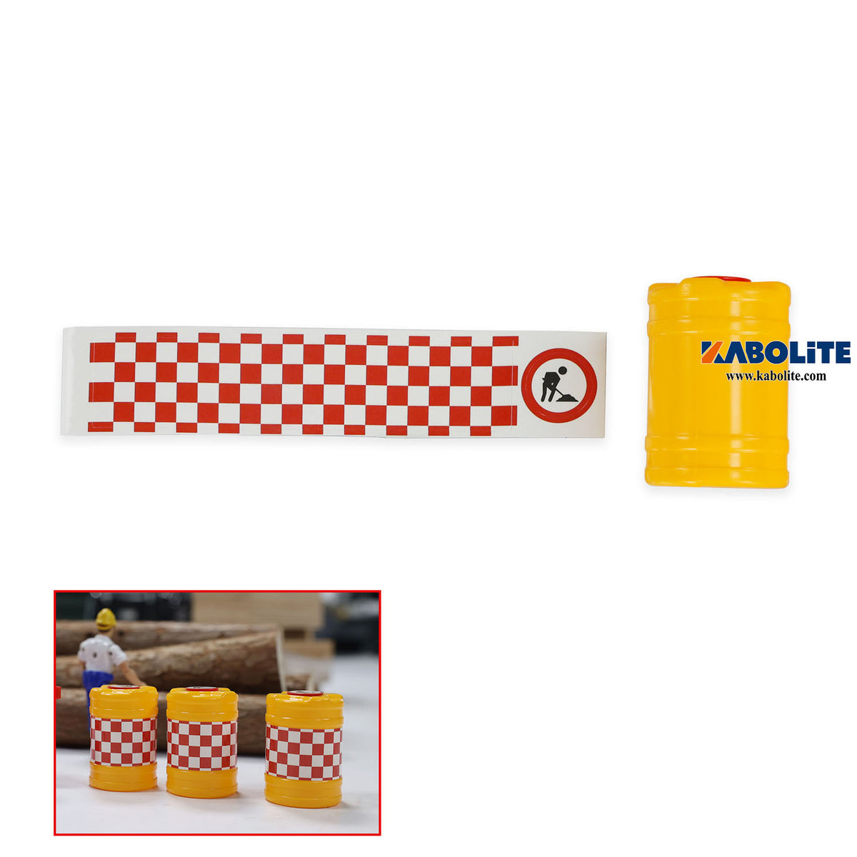 IN Stock Kabolite Plastic Decorative Traffic Sign Guardrail Barrier Traffic Cones Crash Bucket Spare Parts for 1/14 RC Construction Vehicles Model