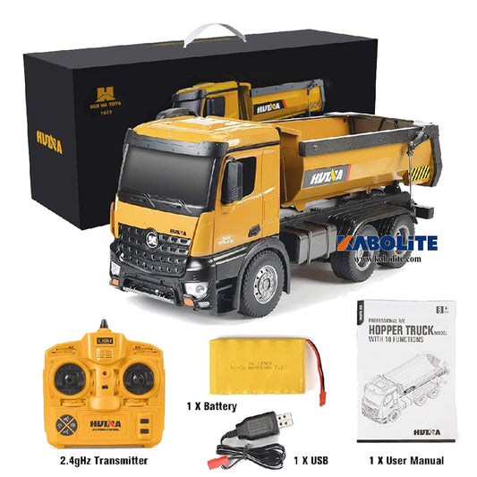HUINA 573 1/14 RC Dumper Truck Model RTR 10CH 2.4G Remote Control Construction Vehicle with Sound Light Gift for Boys