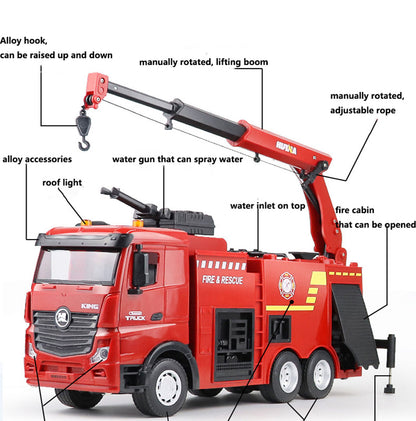 HUINA 1362 1/18 Remote Control Fire Fighting Truck 2.4G 9CH Sprinkler Car Fire Vehicles Toy Model
