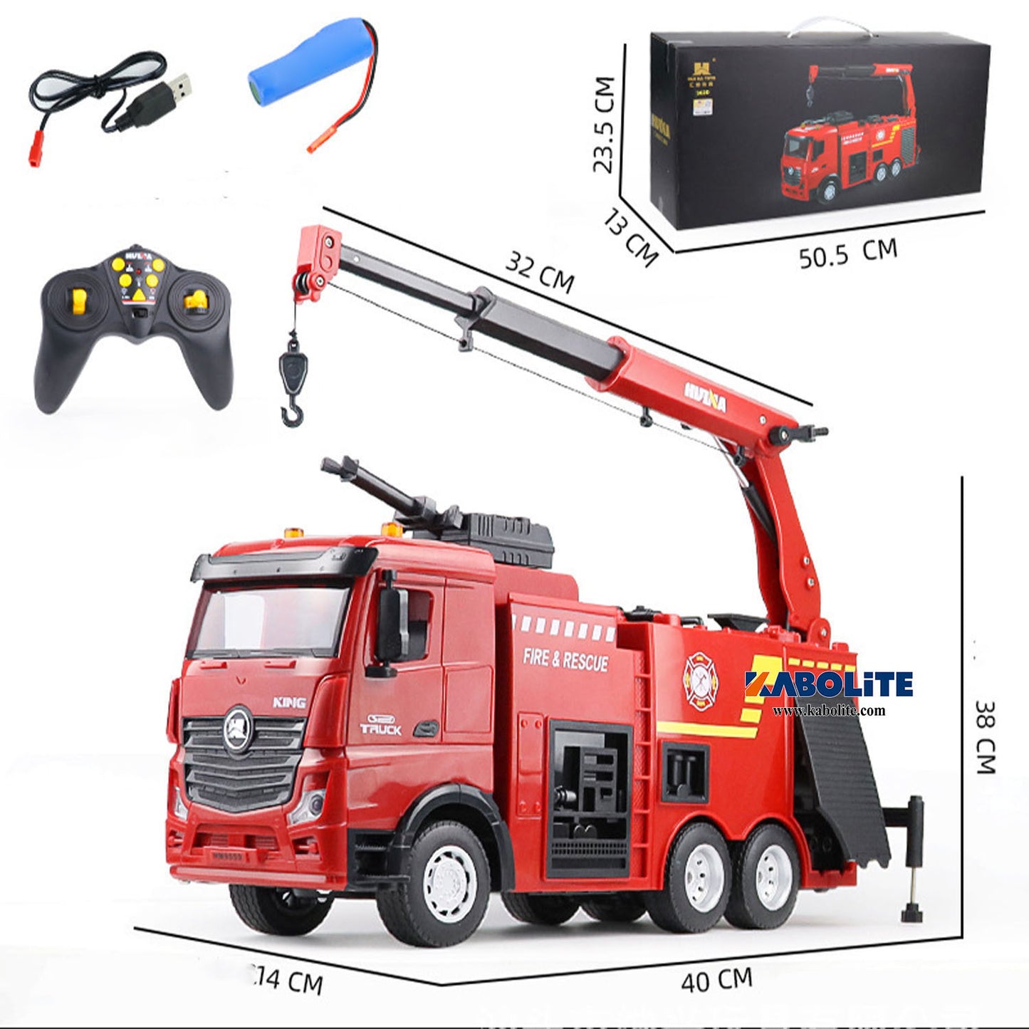 IN Stock HUINA 1362 1/18 Plastic RC Fire Fighting Truck Model with Water Spray 2.4G Radio Controller for Rescue Vehicle Enthusiasts