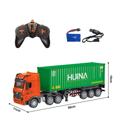 HUINA 1317 1/18 RC Container Semi Truck with 9CH Valves 2.4G Radio System for Transportation Vehicle Enthusiasts