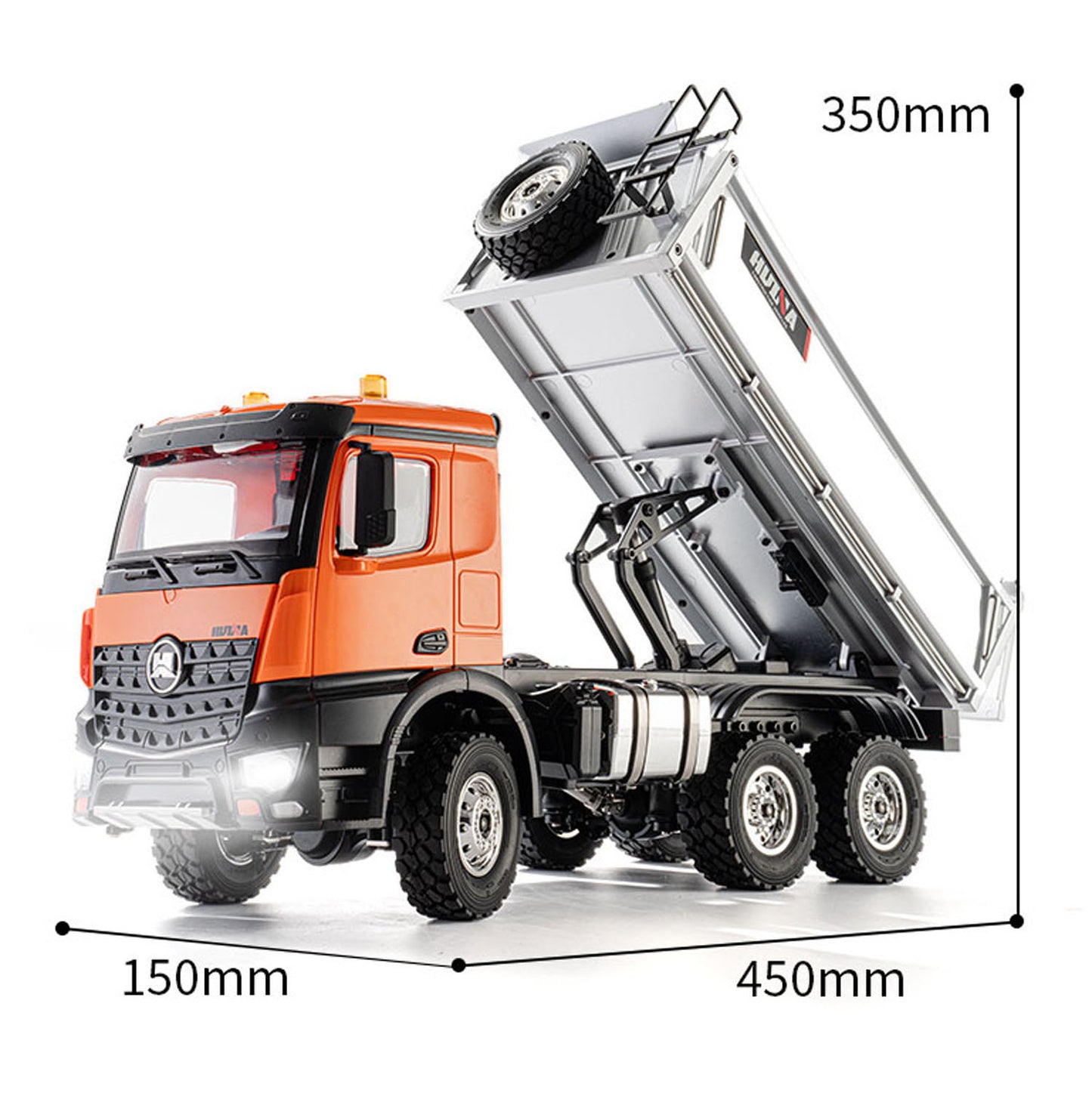 1/14 HUINA 1598 2.4G Remote Control Dumper 6x6 Engineering Transport Vehicle Lifting Rod Tipper Car Light Sound Battery Toys