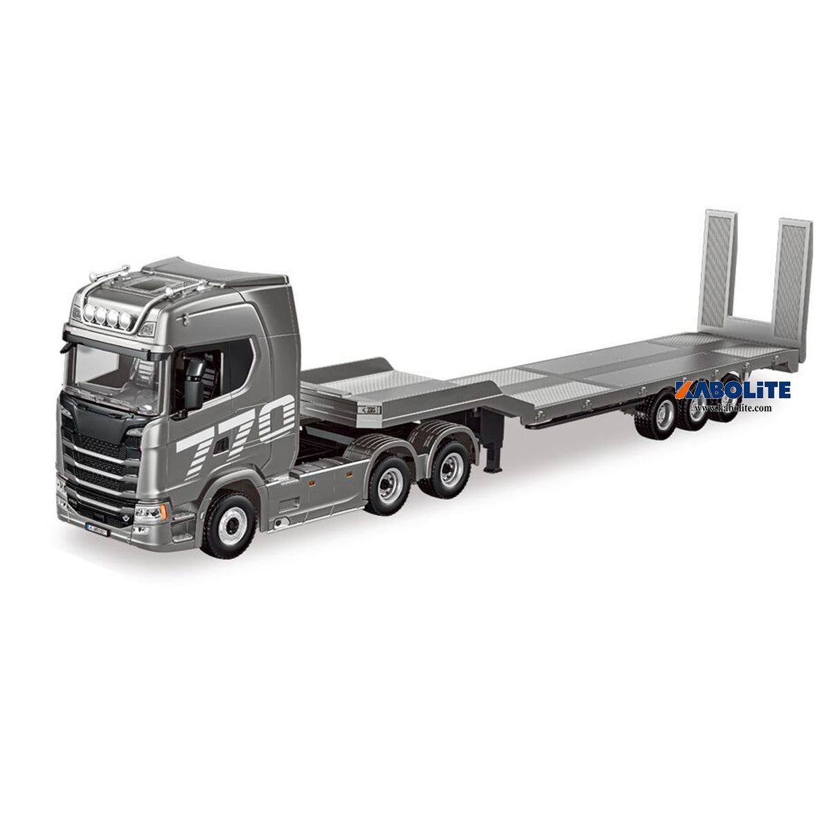 US Stock HUINA 770S 1/18 Remote Control Tractor Truck 1501A Electric Support Legs Tail Board 3Axle Plastic Semi Flatbed Trailer Light Sound System
